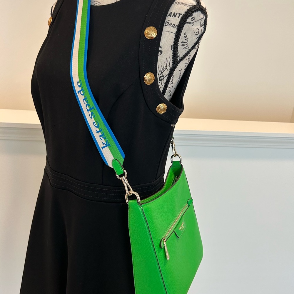 Kate Spade Green Crossbody Bag with Multicolor Strap - Picture 8 of 10